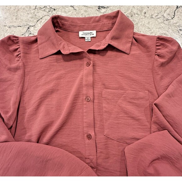 NWT Tahari Shirt Dress Women M Rose Pink Collared Long Sleeve Button Casual - Picture 4 of 12